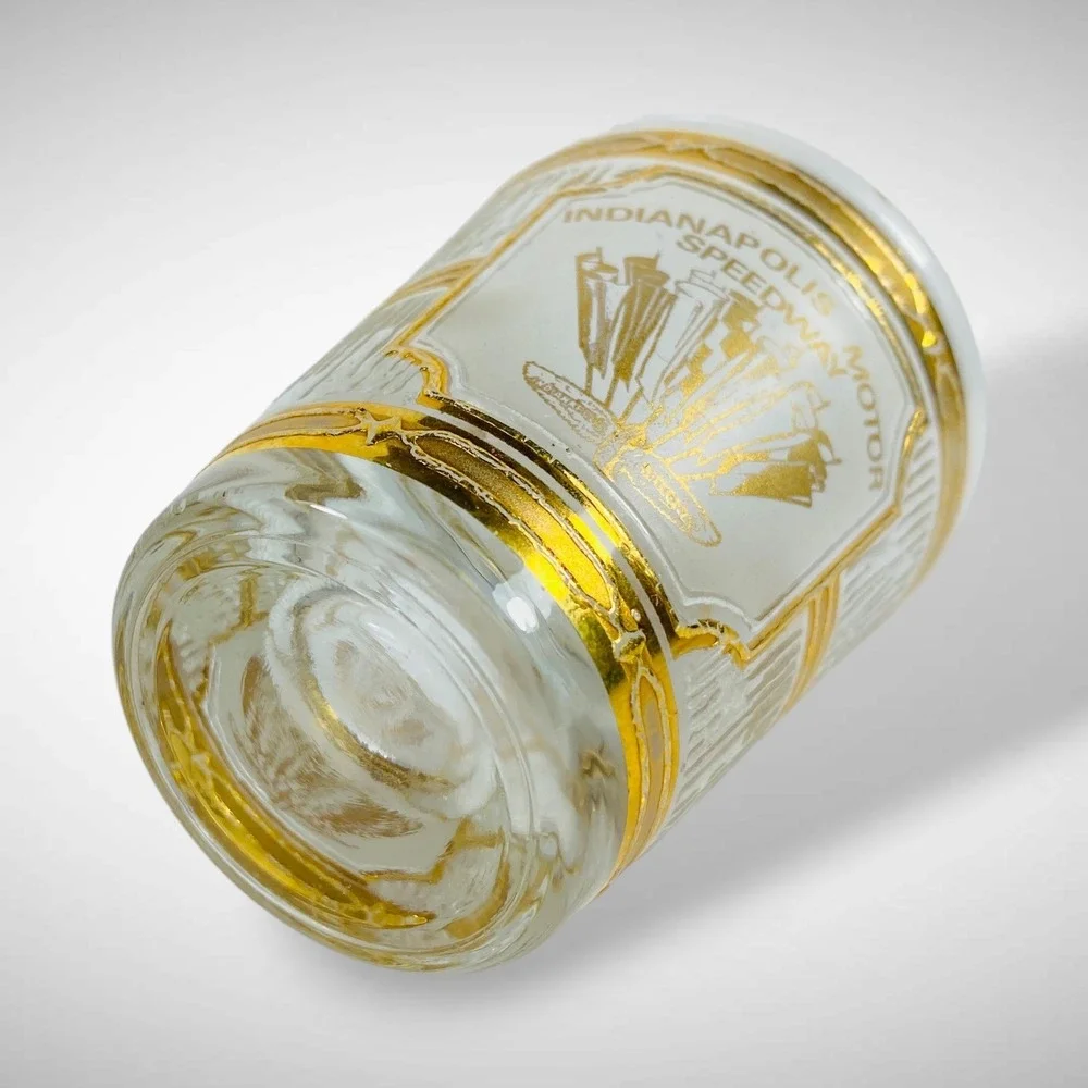 Culver‎ Shot Glass Indianapolis Motor Speedway 22K Gold Overlay 1970s 80s
